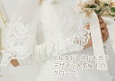 すごく刺繍が豪華なサテンフィンガーレスウェディンググローブ　ホワイト【結婚式／ウェディンググローブ】グローブ/ウェディンググローブ/ウェディングアクセサリ/ウェディング/結婚/ブライダル/結婚式