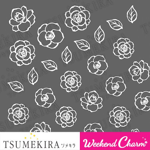 【メール便無料】ネイルシールツメキラ（ tsumekira）椿 ホワイト ネイルシール