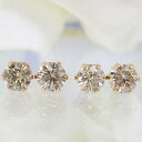 K18イエロー/ピンクゴールド 一粒ダイヤモンドピアス 0.5ct