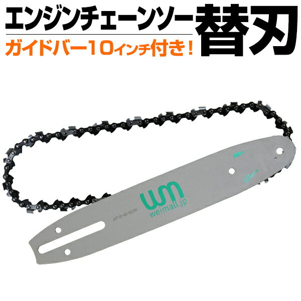 【5/20限定 5%OFFクーポン】ソーチェーン チェンソー刃 チェンソー用 替刃 交換刃 ガイドバー10インチ（25cm）付き 送料無料