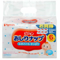 【特売セール】　ピジョン　おしりナップ　ふきごこち、さっぱり　詰めかえ用　(80枚入×6個パック)　おしりふき