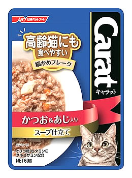 日清ペットフード　キャラット　レトルトパック　細かめフレーク　かつお＆あじ入り　(60g)…...:wellness-web:10102860