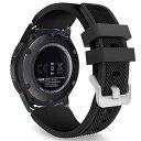 Gear S3 Frontier/Classic バンド - ATiC Samsung Gear S3 Frontier/Gear S3 Classic/Moto 360 第二世代 46mm Watch用 ソフト 高級 シリコーン製腕時計ストラップ/バンド 交換ベルト BLACK (GearS2 /S2 Classic/Gear Fit2に対応ない)
