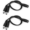 【ノーブランド品】DC電源 2分岐ケーブル 外径5.5mm 内径2.1mm 防犯カメラ ブラック 1メス2オス