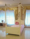 輸入家具■オーダー家具■プリンセス家具■レディメイ■天蓋ベッド■シングルサイズ■リボンの彫刻■ホワイト色
