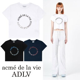 【クーポン対象】LISA × acme de la vie (リサ × アクメドラビ）Circle Logo Artwork Crop Top Tee (ADLV-10) ADLV BLACKPINK LISA 韓国ブランド ユニセックス ストリート　韓国アイドル着用　K-pop 正規品　送料無料　Tシャツ　半袖　クロップド丈