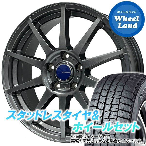 【20日(月)クーポンでお得!!】【タイヤ交換対象】スバル レガシィ ランカスター BH系 WINNERS ウイナーズ CF-01 メタリックグレー ダンロップ ウインターマックス WM02 215/60R16 16インチ スタッドレスタイヤ&ホイールセット 4本1台分