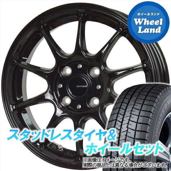 【20日(月)クーポンでお得!!】【タイヤ交換対象】ホンダ ゼスト スパーク JE系 NA車 4WD ホットスタッフ Gスピード G-07 メタリックブラック ダンロップ ウインターマックス WM03 165/55R14 14インチ スタッドレスタイヤ&ホイールセット 4本1台分