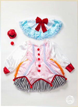★ハット帽子付き★ピエロガール4472ハロウィンコスプレ衣装2015ナースポリスアリスケープ付ヘアアクセサリー付付け鼻魔女ウィッチかぼちゃ猫服ファッション帽子付ドレスワンピースかわいい仮装変装ピエロ鼻赤鼻トナカイ人気おしゃれ