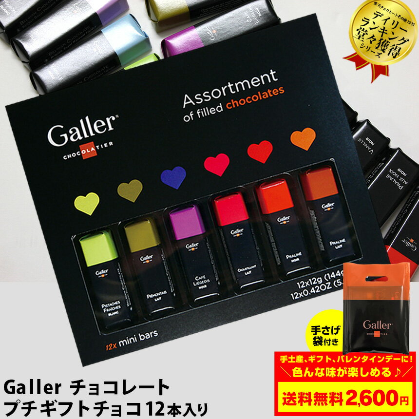 【あす楽＆送料無料】のし対応★ガレー チョコレート Galler 1箱(12個入り) バレンタインチョコ 本命 義理チョコに！ チョコ 高級 チョコレート バレンタイン 会社 小分け おしゃれ 大量 おすすめ ギフト ブランド ミニバー 海外 ベルギー