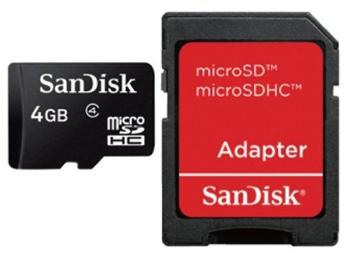 0625(RED) SanDisk　microSDHC 4GB (SDアダプター付き）Class4準拠