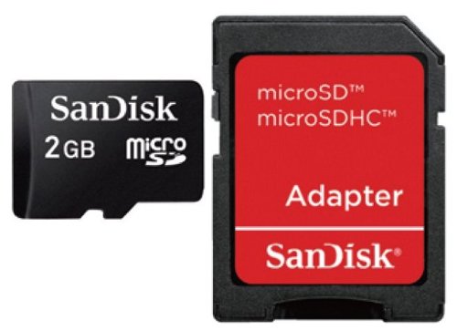 0624 (RED) SanDisk　microSD　 2GB (SDアダプター付き）