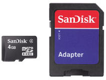 0063 SanDisk　microSDHC 4GB (SDアダプター付き）Class4準拠