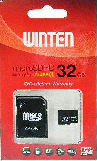 1429 【メール便・代引き不可】 WINTEN WT-TF04-32GB Microsd 32GB (SanDiskチップ使用) MicroSDHC 32GB(SDアダプター付き）Class4準拠