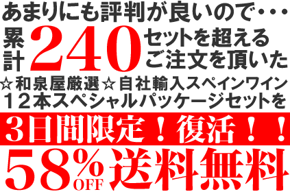 ≪3日間限定≫ 第11弾・送料無料！ ☆和泉屋厳選☆ 自社輸入スペインワインスペシャルパッケージ