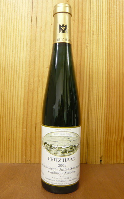ブラウネベルガー・ユッファー・ゾンネンウーア・アウスレーゼ・ゴールドカプセル・フーダー12(AP#12)[2003]年・ハーフサイズ・フリッツ・ハーク家元詰・Brauneberger Juffer-Sonnenuhr Riesling Auslese Goldkapsel AP NO.12 [2003] Weingut Fritz Faag