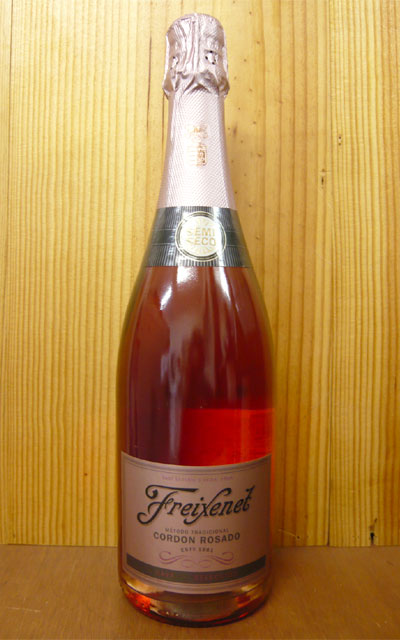 フレシネ・カヴァ・セミセコ・ロゼ(スペイン・カヴァ＝シャンパン方式)Freixenet Semi Seco Cava Rose世界NO1スパークリング！ヒュージョンソン氏3つ星!!瓶内2次発酵のシャンパン方式あの黒いボトルのコルドンネグロに透明ボトルのロゼが新登場!!