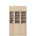 奥深台所収納棚高さ217〜226cm幅30〜44cm奥行46cm厚棚板(耐荷重30Kg)(高さ=ラック高さ178cm+突っ張り棚高さ32cm+伸縮突っ張り金具)半透明片開き扉奥深台所収納棚
