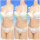 【Dolce Fiora】キラキラお花レース重ね☆ノンワイヤーブラ&ショーツセット〜M・Lサイズ〜