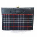 バーバリー Burberry ノバチェック ネイビー 2つ折り ガマ口財布 レディース 送料無料 【中古】【あす楽】