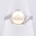 PT900 プラチナ リング 11.5号 パール ダイヤ 0.07 中古ジュエリー ★送料無料★【新品同様】【中古】【あす楽】