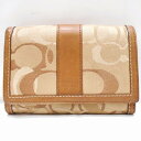 コーチ COACH シグネチャー L字ファスナー ブラウン 財布 2つ折り ★送料無料★【中古】【あす楽】