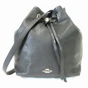 コーチ COACH レザー ブラック ゴールド金具 巾着 セミショルダー バッグ ショルダーバッグ レディース ★送料無料★【中古】