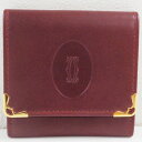 カルティエ Cartier マストライン レザー ボルドー 財布 コインケース ユニセックス ★送料無料★【中古】【あす楽】