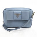 プラダ PRADA サフィアーノレザー 1NF674 リボン 水色 バッグ ショルダーバッグ レディース ★送料無料★【中古】【あす楽】