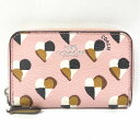 コーチ COACH F25844 ハート柄プリント ラウンドファスナー 財布 コインケース レディース 送料無料 【中古】【あす楽】