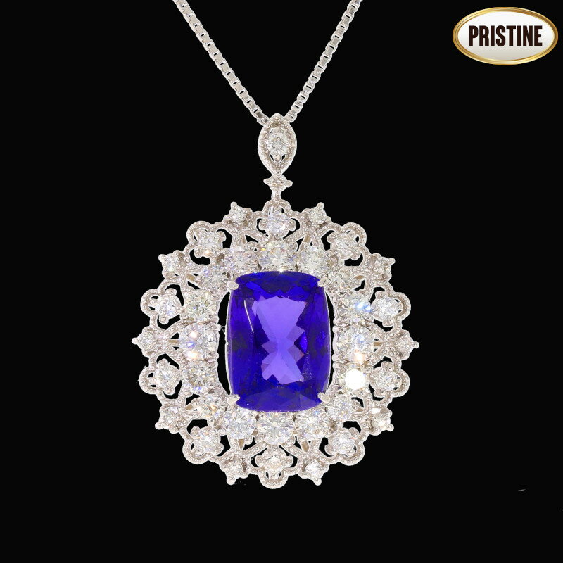 【Pristine Condition】PT950/850タンザナイトダイヤネックレス5.16/D 1.55ct /Aランク/75【中古】