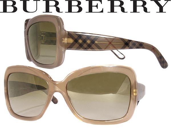 【カード決済OK！】【送料無料】バーバリー グラデーションブラウンサングラス BURBERRY ピンクベージュスケルトン×チェック柄 アイウェア 0BE-4074-3166-13 □■値下げ■□