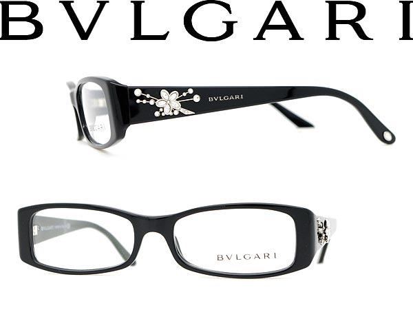 【カード決済OK！】【送料無料】ブルガリ めがね ブラックメガネフレーム 眼鏡 BVLGARI ラインストーン装飾 アイウェア 0BV-4034B-501 WN0036