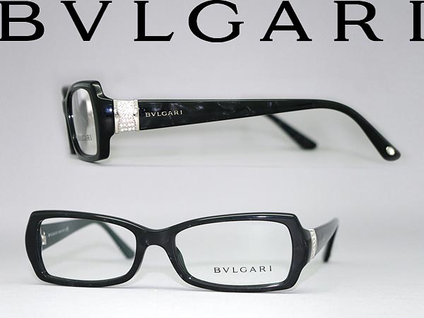 【カード決済OK！】【送料無料】ブルガリ めがね マーブルブラック ラインストーン BVLGARI メガネフレーム 眼鏡 アイウェア 0BV-4045B-5127