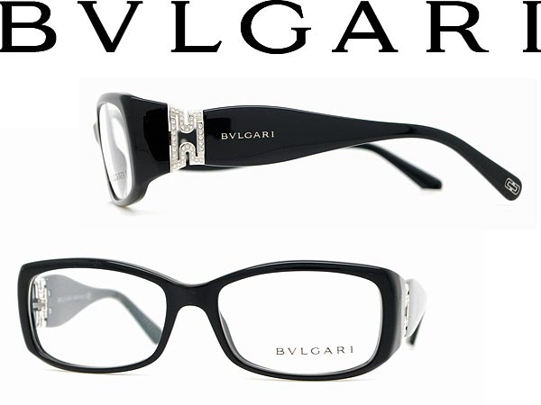 【カード決済OK！】【送料無料】ブラックメガネフレーム BVLGARI 眼鏡 めがね ブルガリ ラインストーン装飾 アイウェア 0BV-4035B-501 □■値下げ■□