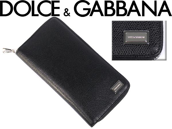 【カード決済OK！】【送料無料】ドルガバ 長財布 ドルチェ＆ガッバーナ DOLCE＆GABBANA '11秋冬 小銭入れ付き ジッパーアラウンド 型押しレザー ブラック BP1435-A3A73-8B956 □■値下げ■□ WN0050