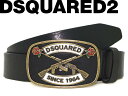 【カード決済OK！】【送料無料】DSQUARED2 ブラックベルト レザー ディースクエアード '12秋冬 D2 W12BE4302-V291-20 WN0016