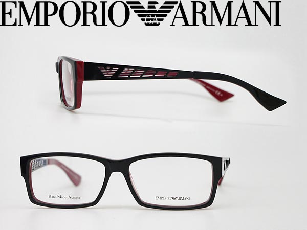 【カード決済OK！】【送料無料】エンポリオアルマーニ 眼鏡 EMPORIO ARMANI メガネフレーム めがね ブラック×レッド EMP-EA-9649-QN4