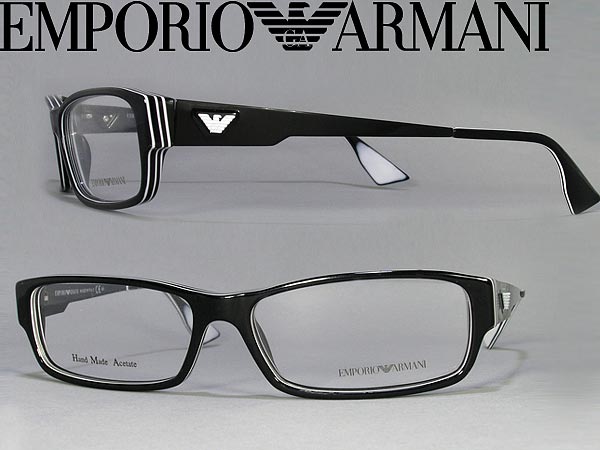 【カード決済OK！】【送料無料】メガネフレーム エンポリオアルマーニ EMPORIO ARMANI 眼鏡 めがね ブラック×ホワイト EMP-EA-9653-LI1 □■値下げ■□