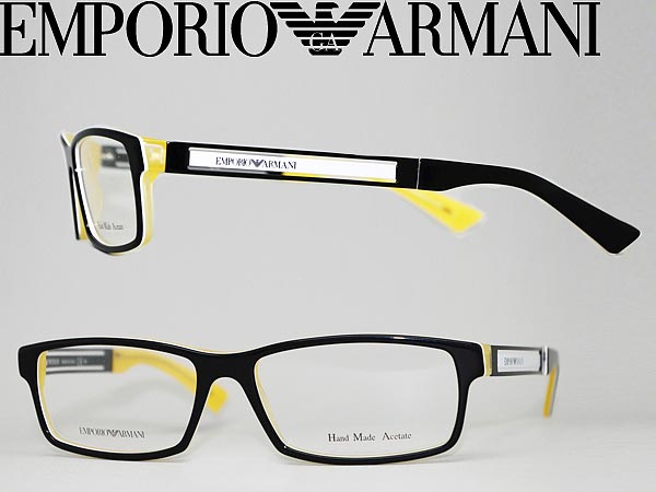 【カード決済OK！】【送料無料】エンポリオアルマーニ 眼鏡 ブラック×ホワイト EMPORIO ARMANI メガネフレーム めがね アイウェア EMP-EA-9767-O8O