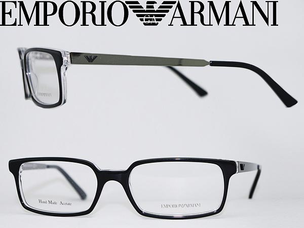 【カード決済OK！】【送料無料】エンポリオアルマーニ 眼鏡 ブラック×クリアスケルトン EMPORIO ARMANI メガネフレーム めがね アイウェア EMP-EA-9781-AIA □■値下げ■□