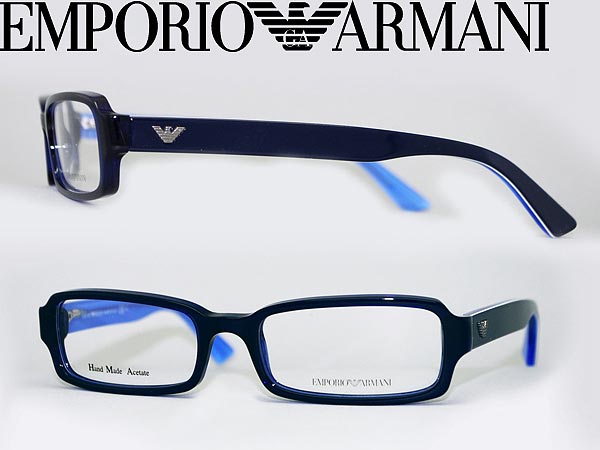 【カード決済OK！】【送料無料】EMPORIO ARMANI 眼鏡 ブルースケルトン×ネイビー×ホワイト エンポリオアルマーニ メガネフレーム めがね アイウェア EMP-EA-9836-0ZS