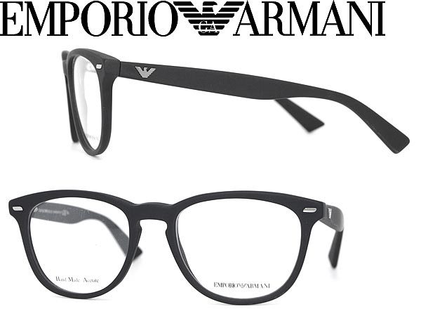 【カード決済OK！】【送料無料】EMPORIO ARMANI メガネフレーム マットブラック ウェリントン型 エンポリオアルマーニ 眼鏡 めがね EMP-EA-9869-QHC WN0015