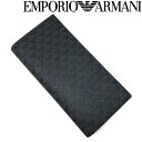 EMPORIO ARMANI 長財布 エンポリオアルマーニ メンズ&レディース モノグラム柄 2つ折り 小銭入れあり グレー×ブラック Y4R060-YG91J-81072 ブランド