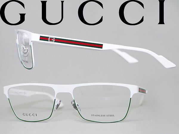 【カード決済OK！】【送料無料】眼鏡 GUCCI ホワイト×グリーン グッチ メガネフレーム めがね アイウェア GUC-GG-2205-WWI WN0005