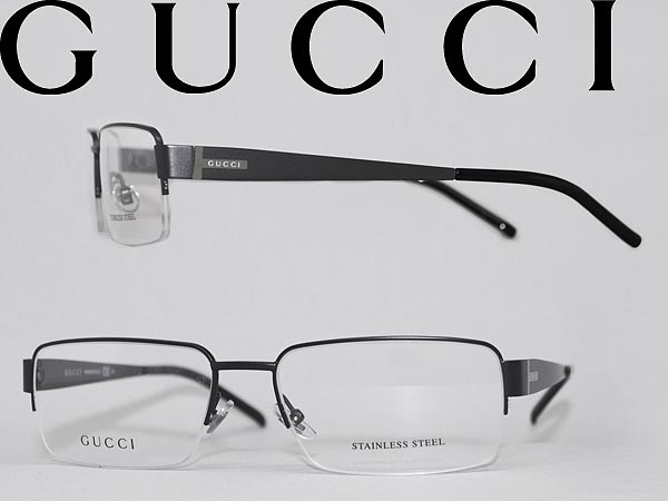 【カード決済OK！】【送料無料】グッチ メガネフレーム マットブラック ナイロール型 GUCCI 眼鏡 めがね GUC-GG-2209-PDE WN0019