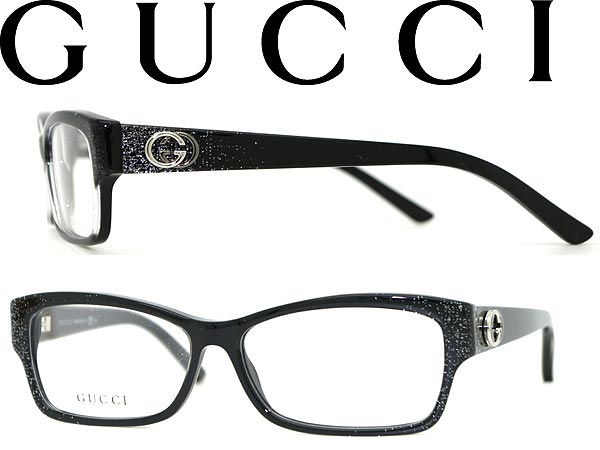 【カード決済OK！】【送料無料】めがね GUCCI ブラック（シルバーラメ入り） グッチ メガネフレーム 眼鏡 アイウェア GUC-GG-3203-YH0