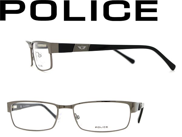 【カード決済OK！】【送料無料】ポリス メガネフレーム ダークシルバー×ブラック POLICE 眼鏡 めがね アイウェア Police-V8579-0568