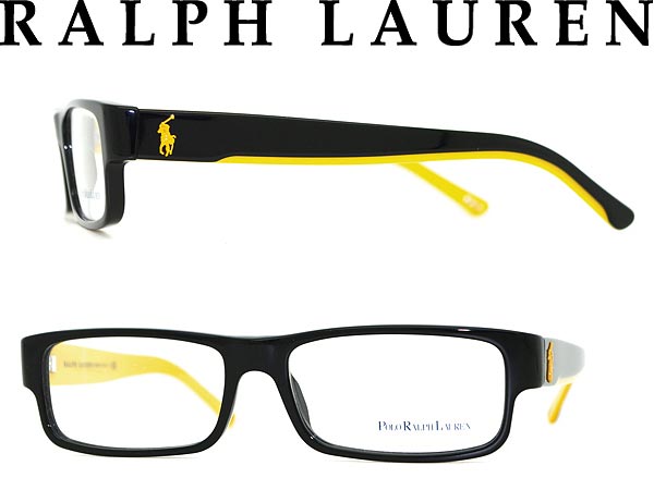 【カード決済OK！】【送料無料】眼鏡 RALPH LAUREN ブラック×イエロー スクエア型 メガネフレーム ラルフローレン POLO ポロ めがね アイウェア 0PH-2058-5244 WN0014