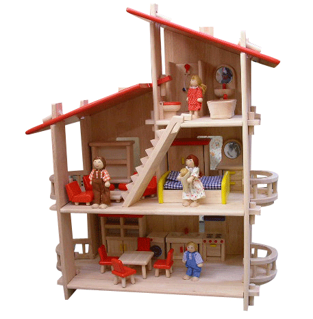 ドールハウスセット　木製 3階建て 出産祝い 男の子 女の子 木のおもちゃ 玩具 ギフト【お誕生日】1歳 2歳 3歳：男【お誕生日】1歳 2歳 3歳：女 